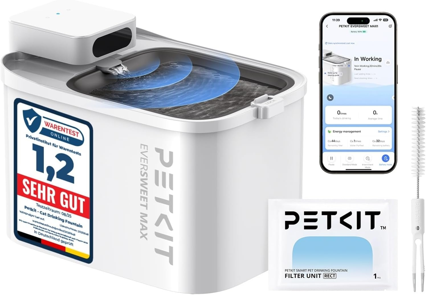 Draadloze Drinkfontein Kat 3L met Batterij & App - 29% Korting