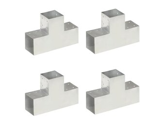 VidaXL Paalverbindingen 4 st T-vorm 101x101 mm Gegalvaniseerd Metaal - 34% Korting