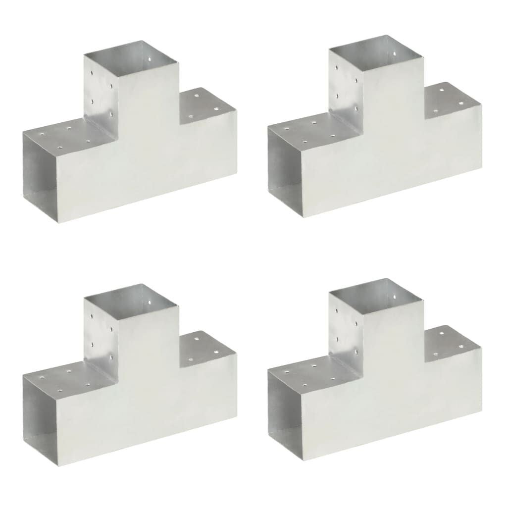 VidaXL Paalverbindingen 4 st T-vorm 101x101 mm Gegalvaniseerd Metaal - 34% Korting
