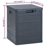 Opbergbox 90L Antraciet - Weerbestendig & Trendy Houtstructuur - 33% Korting