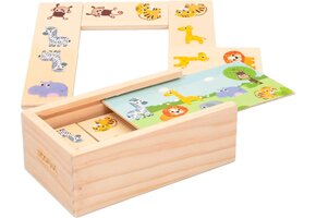 Domino Spel Hout, 30 Stuks Jungle Dieren, Educatief Kinderen 18M+ | 64% Korting