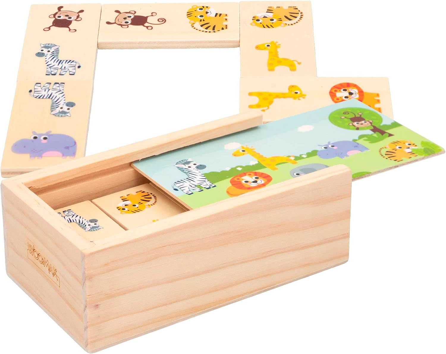 Houten Domino Spel Jungle Dieren 30 Stuks | Educatief 18m+ | 61% Korting