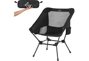 Campingstoel Zwart - Lichtgewicht & 150kg draagvermogen - 35% Korting