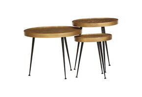 VidaXL Salontafel Set 3 Goudkleurig Bewerkt Hout - 63% Korting