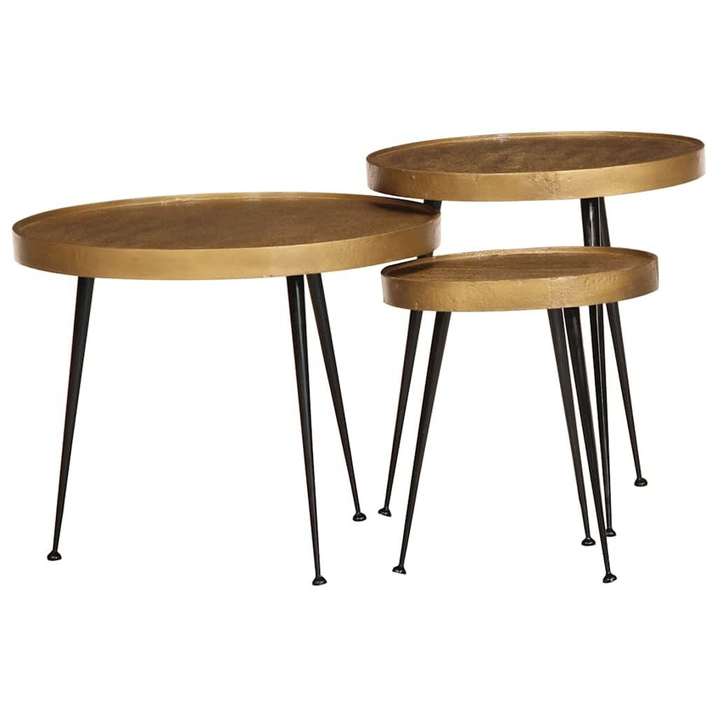 Salontafel Set 3 stuks Goud & Zwart Bewerkt Hout - 59% Korting
