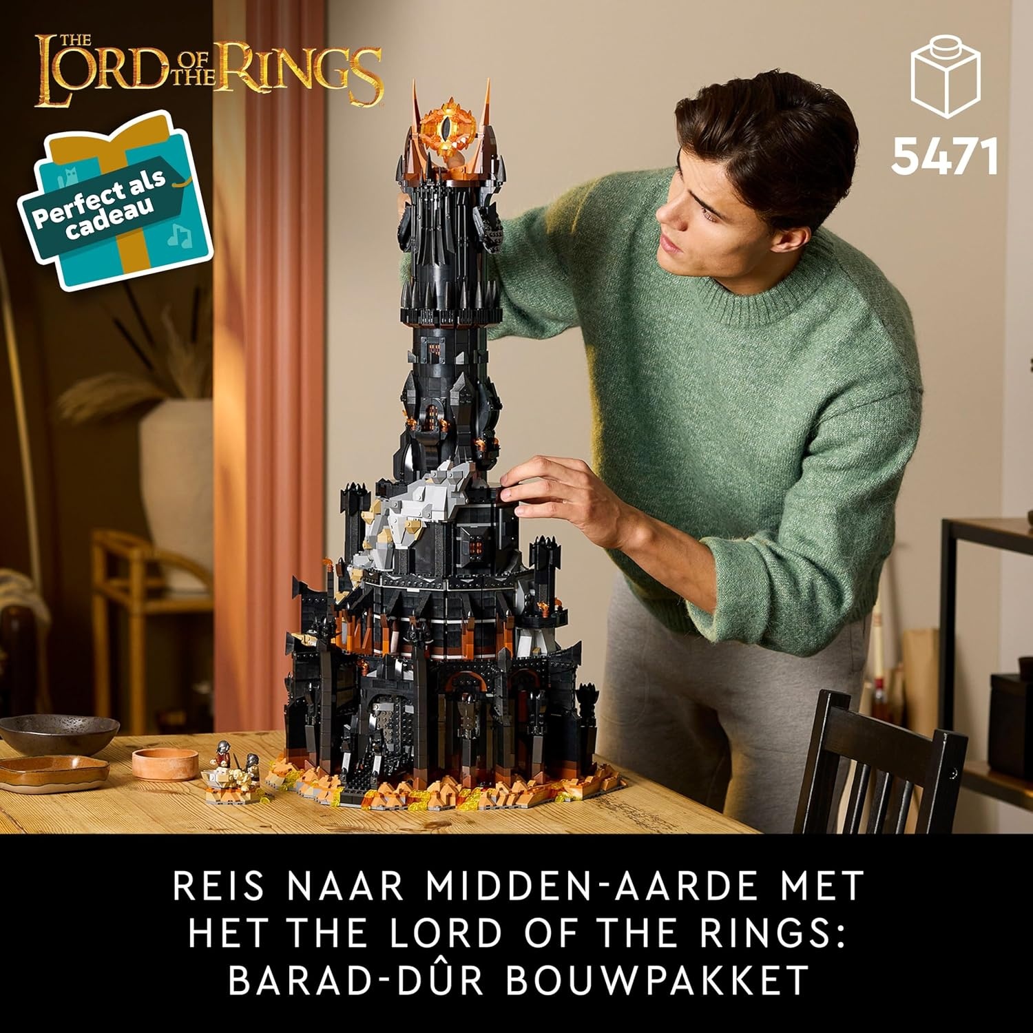 LEGO Icons The Lord of the Rings: Barad-dûr Film Building Kit for Adults with Minifigures of Sauron, Gothmog, Orcs, Frodo, Sam and Gollem, Gift for Him or Her 10333