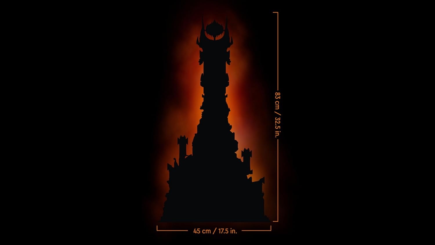 LEGO Icons The Lord of the Rings: Barad-dûr Film Building Kit for Adults with Minifigures of Sauron, Gothmog, Orcs, Frodo, Sam and Gollem, Gift for Him or Her 10333