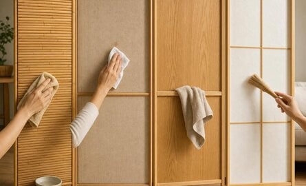Kamerscherm schoonmaken en onderhouden: bamboe, stof, hout, rijstpapier