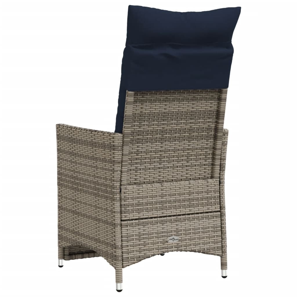 vidaXL Tuinstoel verstelbaar met kussens poly rattan grijs