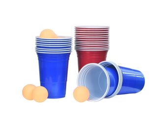 Bierpongtafelset met 100 Bekers en 6 Ballen - Kunststof