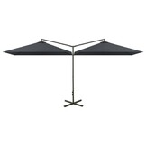 vidaXL Parasol dubbel met stalen paal 600x300 cm antracietkleurig