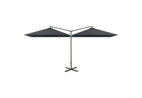 Dubbele parasol met stalen paal 600x300 cm antraciet 37% korting