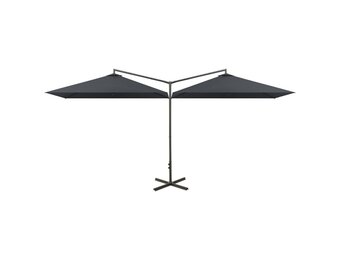 vidaXL Parasol dubbel met stalen paal 600x300 cm antracietkleurig