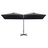Dubbele Parasol Antraciet 600x300 cm met Stalen Paal - 44% Korting