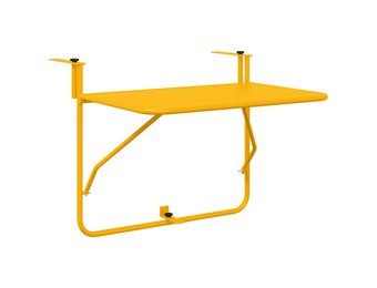 vidaXL Hangende Balkon Tafel Geel 60 x 39 x 65 cm Staal