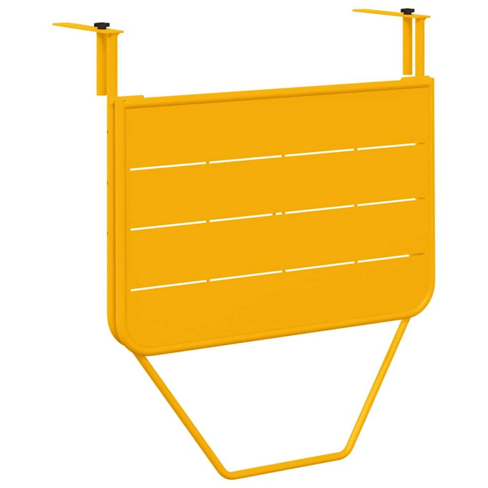 vidaXL Hangende Balkon Tafel Geel 60 x 39 x 65 cm Staal
