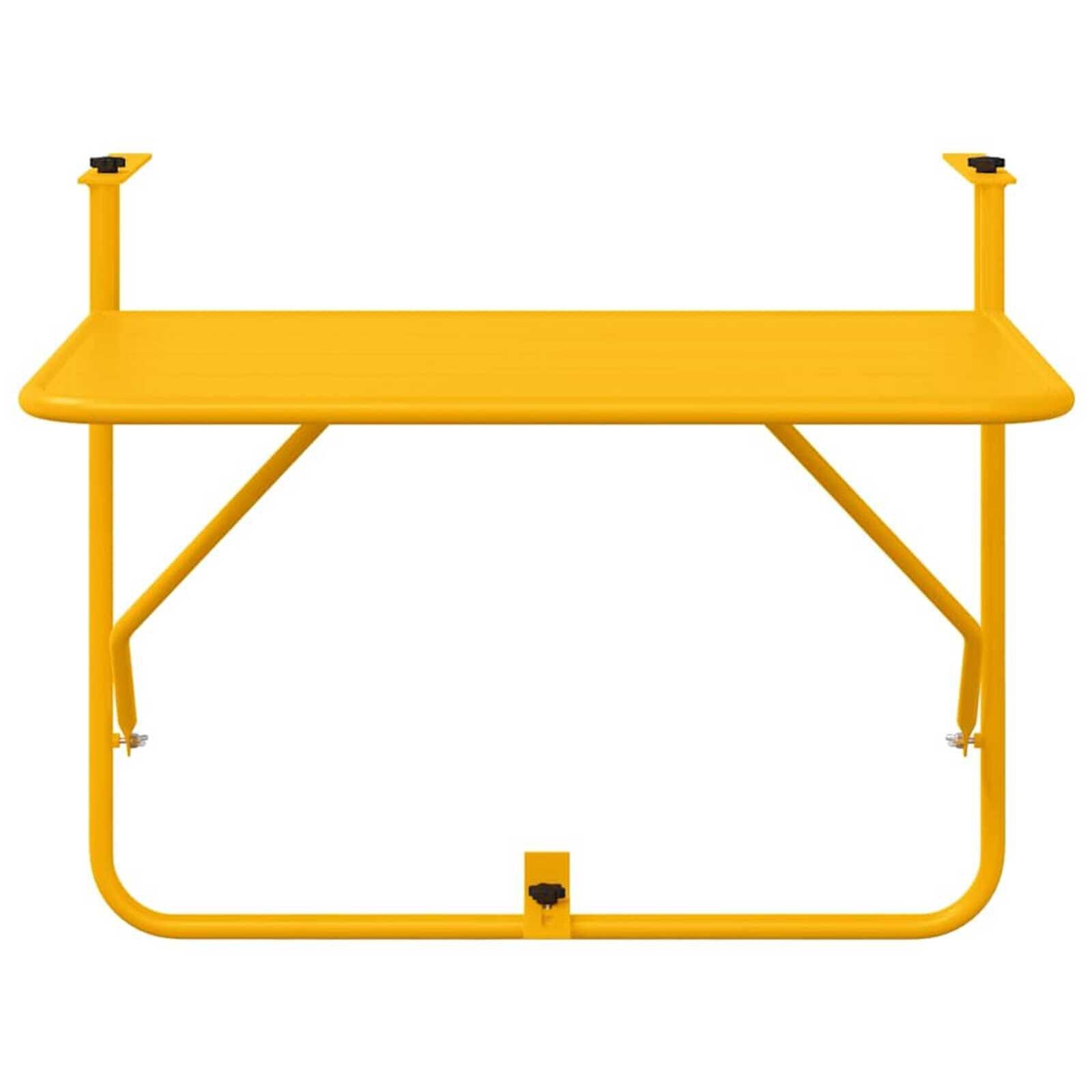 vidaXL Hangende Balkon Tafel Geel 60 x 39 x 65 cm Staal