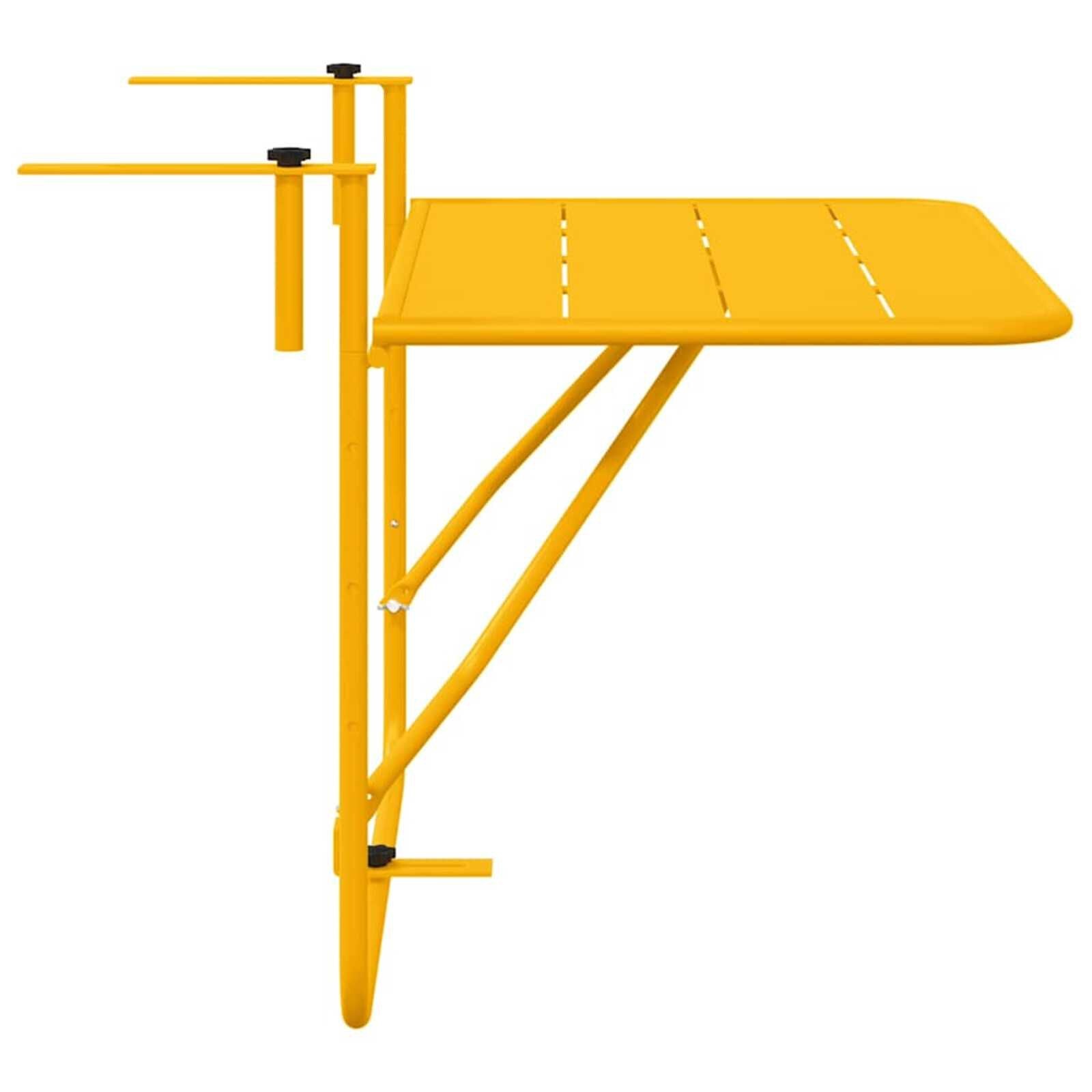 vidaXL Hangende Balkon Tafel Geel 60 x 39 x 65 cm Staal