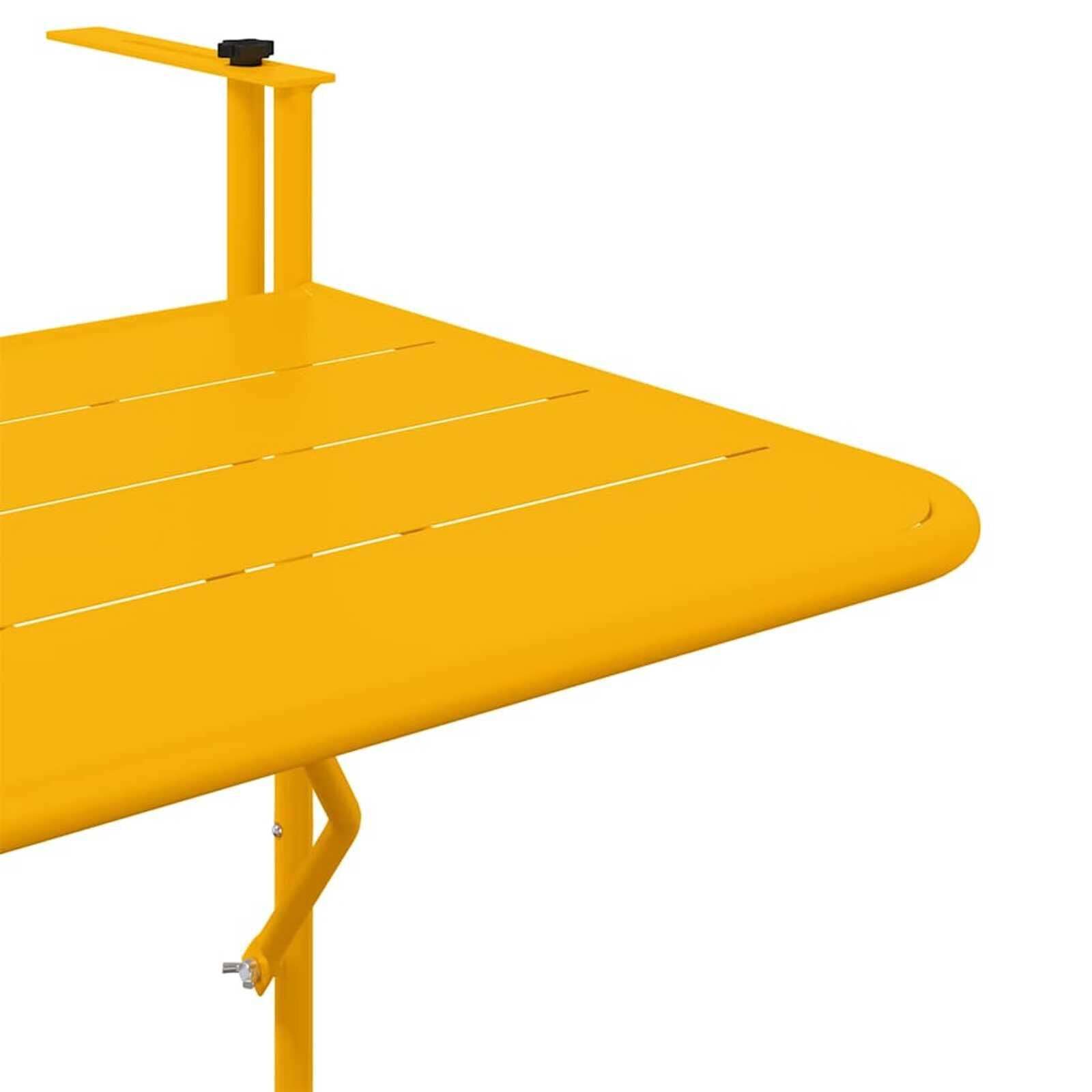 vidaXL Hangende Balkon Tafel Geel 60 x 39 x 65 cm Staal