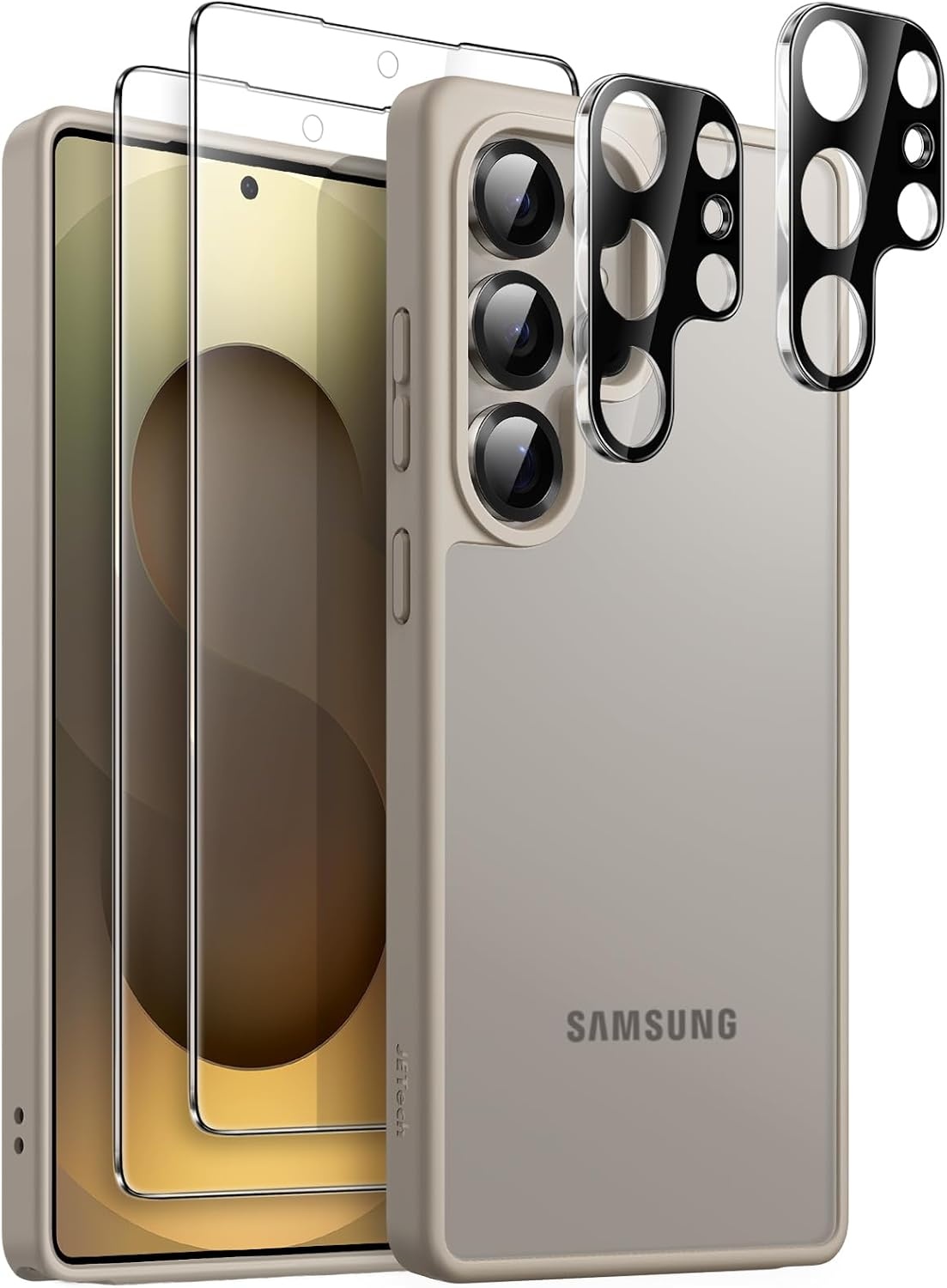 Telefoonhoesje Samsung Galaxy S25+ 5G: 5-in-1 Bundel met Screen Protector & Camera Lens Beschermer - Silver Shadow (48% Korting)