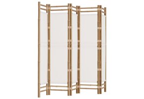 Kamerscherm 5 panelen 200 cm bamboe & crémewit canvas - 41% korting