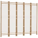 vidaXL Kamerscherm 5-panelen inklapbaar 200 cm bamboe en canvas