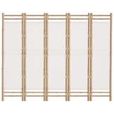 vidaXL Kamerscherm 5-panelen inklapbaar 200 cm bamboe en canvas