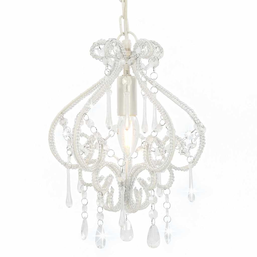 vidaXL Plafondlamp met kralen rond E14 wit