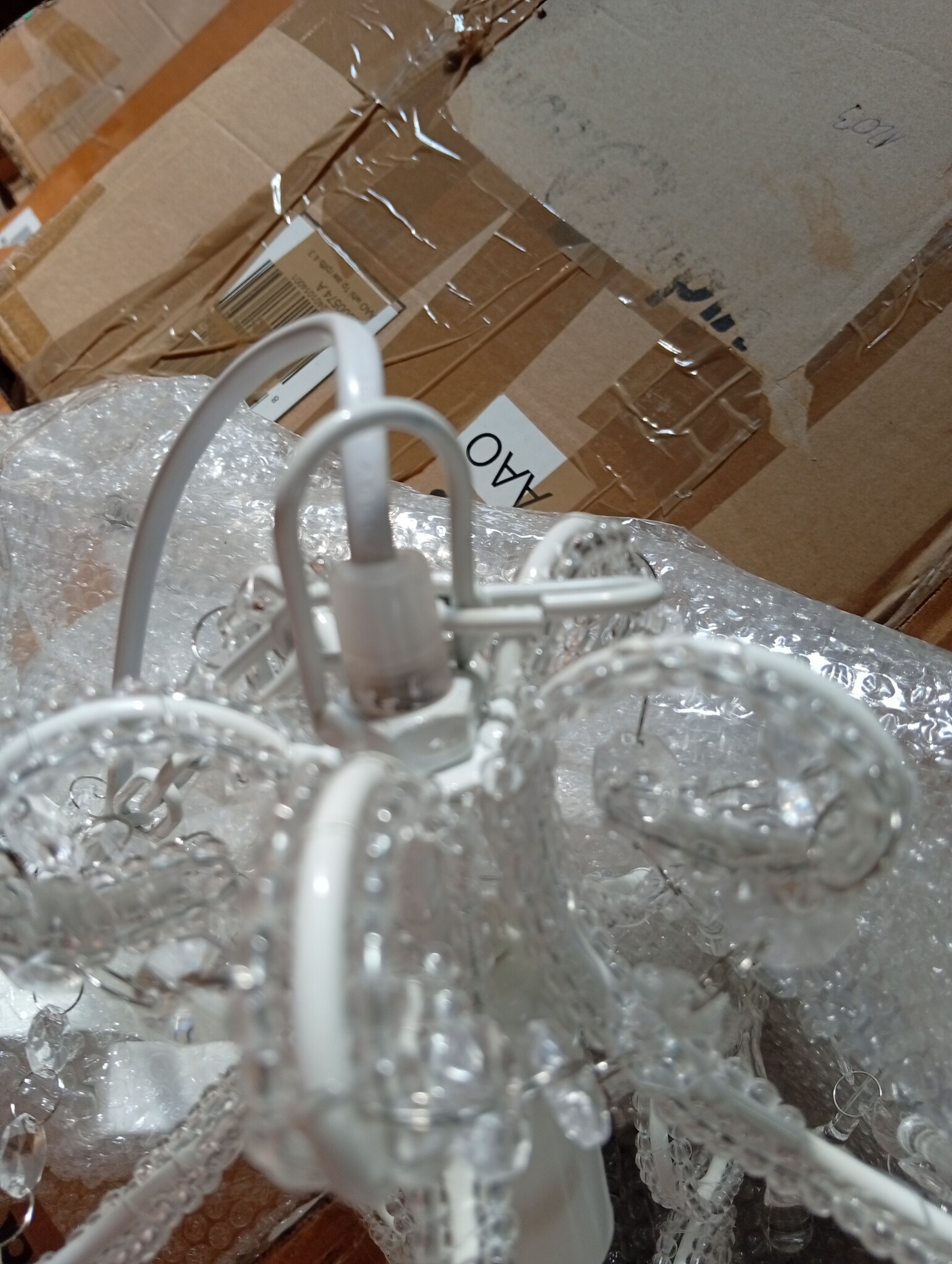 vidaXL Plafondlamp met kralen rond E14 wit