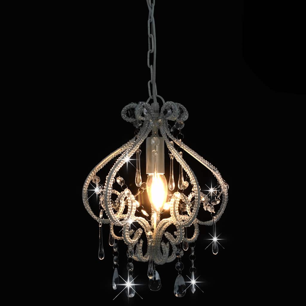 vidaXL Plafondlamp met kralen rond E14 wit