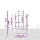 vidaXL Tuinpoort WOERDEN 150 x 100 cm Staal Grijs Vergrendelbaar