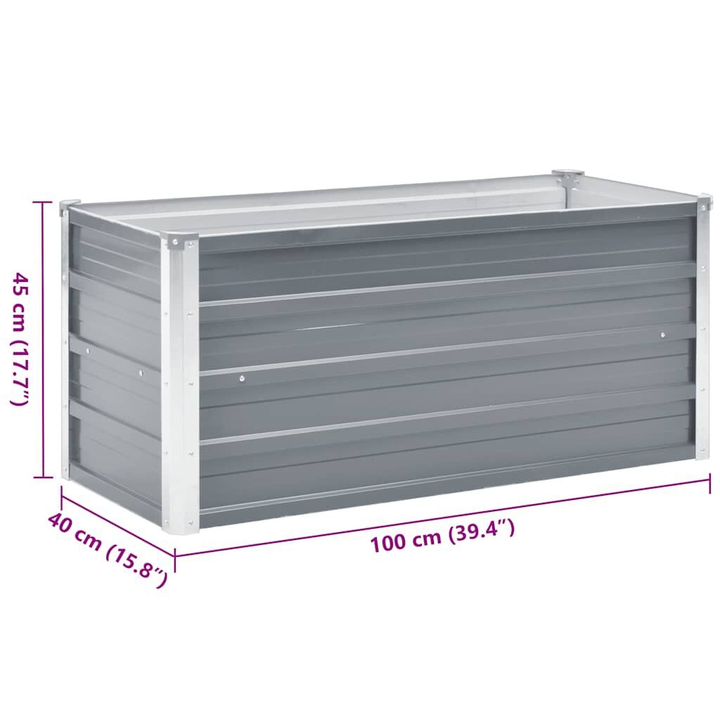 vidaXL Plantenbak verhoogd 100x40x45 cm gegalvaniseerd staal grijs