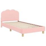vidaXL Bedframe voor kinderen met hoofdbord Roze 90 x 190 cm Bouclé