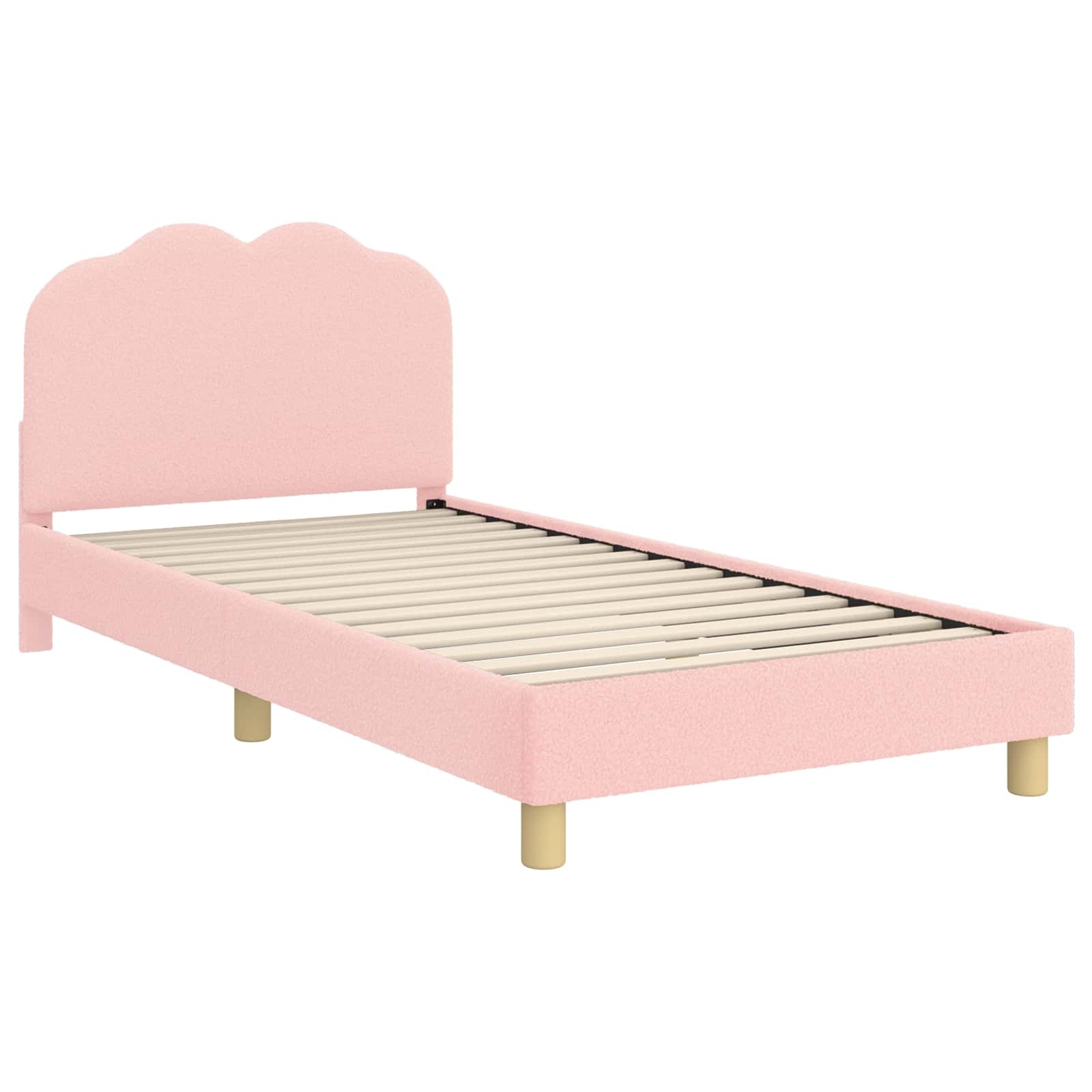 vidaXL Bedframe voor kinderen met hoofdbord Roze 90 x 190 cm Bouclé