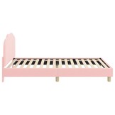vidaXL Bedframe voor kinderen met hoofdbord Roze 90 x 190 cm Bouclé