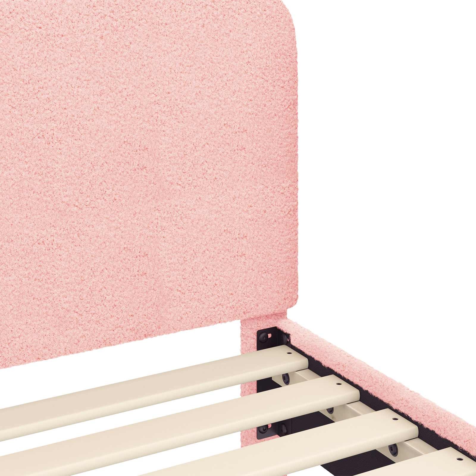 vidaXL Bedframe voor kinderen met hoofdbord Roze 90 x 190 cm Bouclé