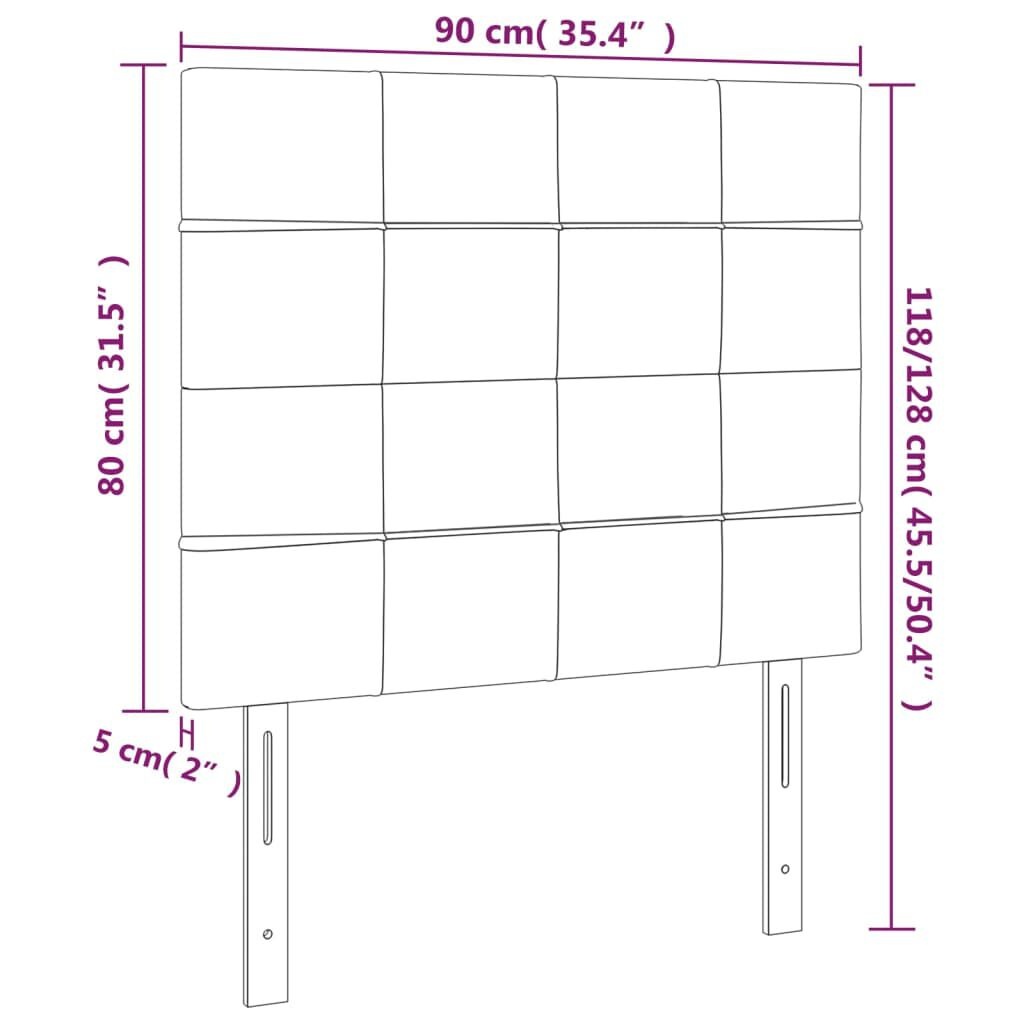 vidaXL Hoofdborden 2 st 90x5x78/88 cm stof donkergrijs