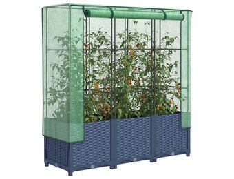 vidaXL Plantenbak verhoogd met kashoes 120x40x138 cm rattanlook