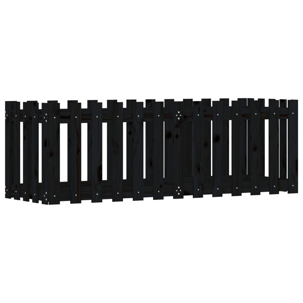 vidaXL Plantenbak verhoogd hekontwerp 150x50x50 cm grenenhout zwart
