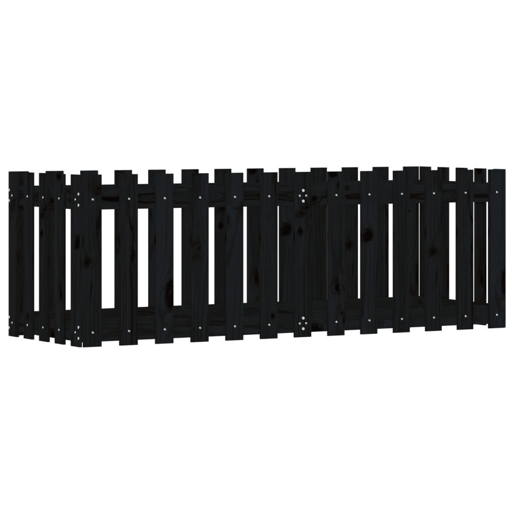 vidaXL Plantenbak verhoogd hekontwerp 150x50x50 cm grenenhout zwart
