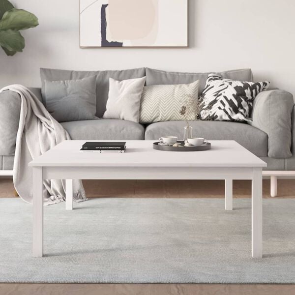 vidaXL Salontafel Grenenhout Wit 100x100x40 cm - 60% Korting