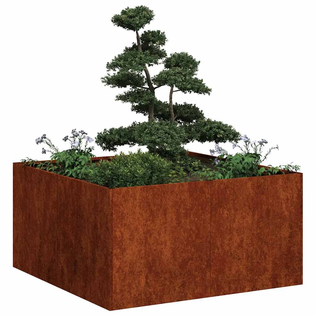 vidaXL Plantenbak roestig 80x80x40 cm weervast staal