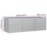 vidaXL Plantenbak verhoogd 240x80x77 cm gegalvaniseerd staal zilver