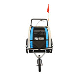 Fietskar kind - buggy - 2-zits - met schokbreker - blauw