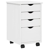 vidaXL Rolling Kast met wiel Wit 34 x 39 x 56 cm Massief grenenhout