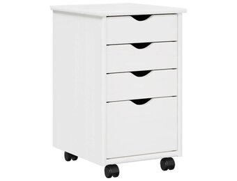 vidaXL Rolling Kast met wiel Wit 34 x 39 x 56 cm Massief grenenhout
