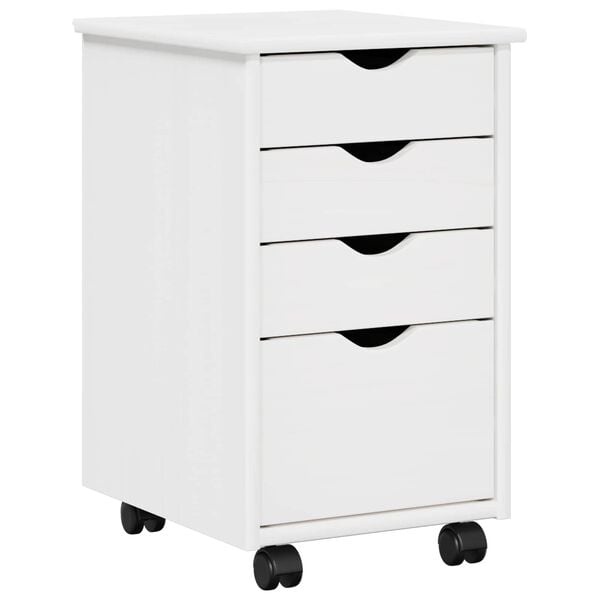 vidaXL Rolling Kast met wiel Wit 34 x 39 x 56 cm Massief grenenhout