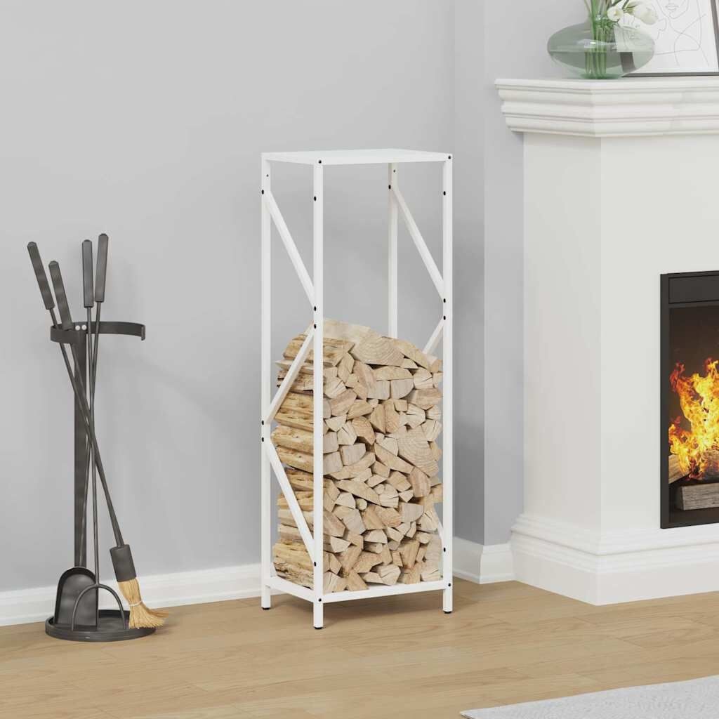 vidaXL Brandhoutrek 34x25x100 cm koudgewalst staal wit