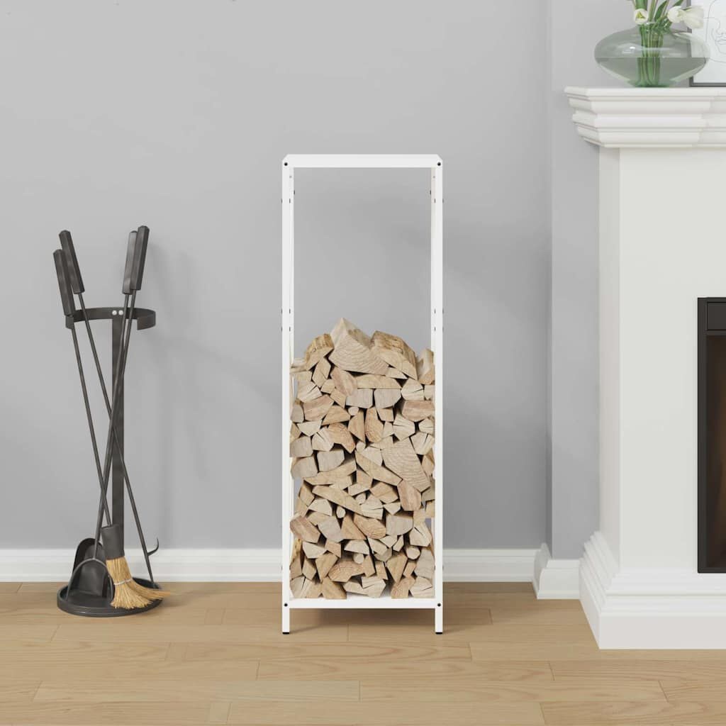 vidaXL Brandhoutrek 34x25x100 cm koudgewalst staal wit