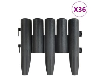 vidaXL Gazonranden 36 st 10 m PP antracietkleurig